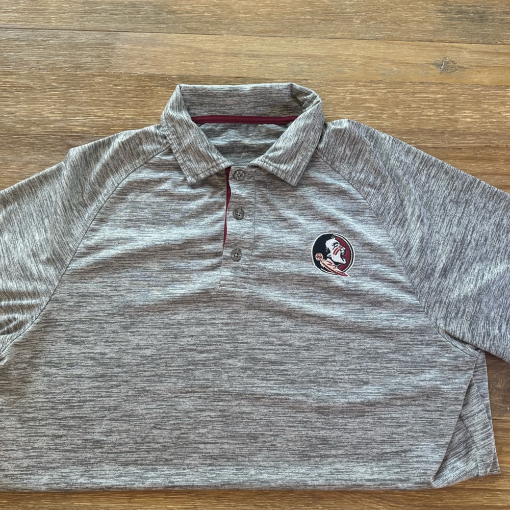 Men’s Polo Florida State FSU Heather Gray with Embroidered Logo